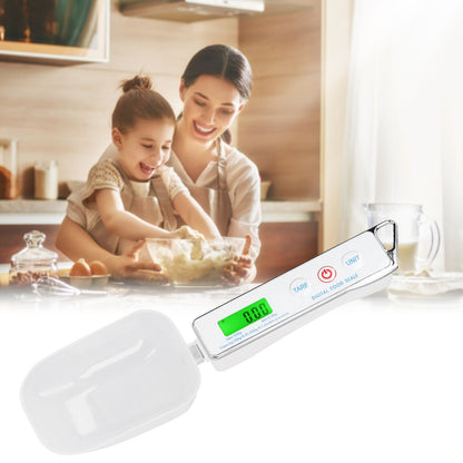 Digital Spoon Scale Household Portable Stainless Steel Kitchen Baking Scale for Flour Tea Spices 500g/0.1gWhite