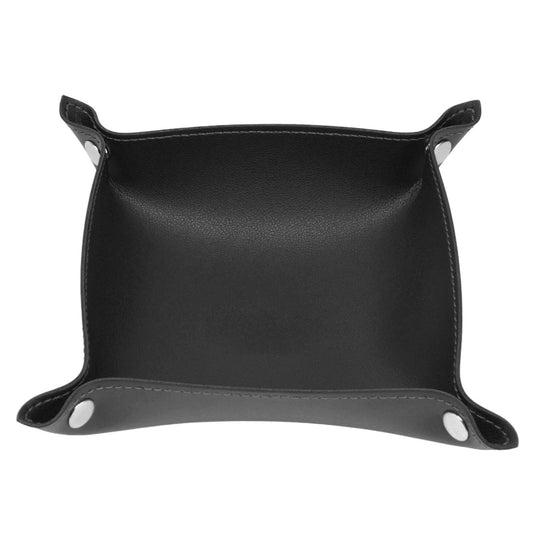 Leather Tray Fashionable Design Artificial Leather Durable Wide Application Mens Valet Tray for Jewelry Watch Key PhoneBlack