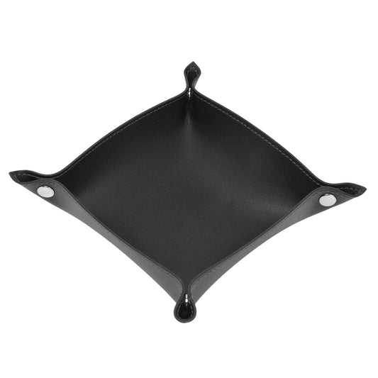 Leather Tray Fashionable Design Artificial Leather Durable Wide Application Mens Valet Tray for Jewelry Watch Key PhoneBlack