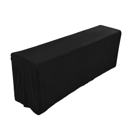 Table Cover Rectangular Wrinkle Resistant Washable Universal Black Stretch Tablecloth for Wedding Party ExhibitionBlack 8FT(244x76x76cm)