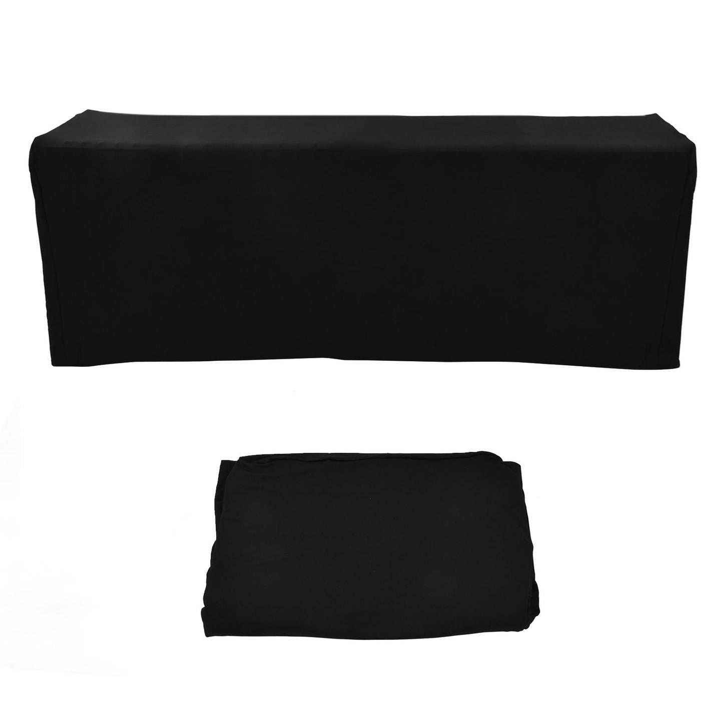 Table Cover Rectangular Wrinkle Resistant Washable Universal Black Stretch Tablecloth for Wedding Party ExhibitionBlack 8FT(244x76x76cm)