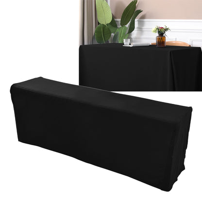 Table Cover Rectangular Wrinkle Resistant Washable Universal Black Stretch Tablecloth for Wedding Party ExhibitionBlack 8FT(244x76x76cm)