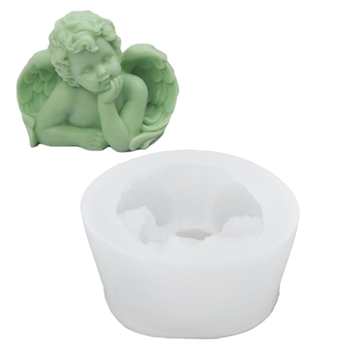 3D Angel Resin Mold Easy to Demold Reusable Food Grade Silicone Baby Angel Candle Mold for DIY Home Decoration CakeFace with One Hand