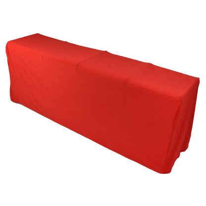 Stretch Spandex Table Cover Good Elasticity Washable Reusable Red Stretchable Tablecloth with 4 Pockets for Wedding Party4FT(122x76x76cm)