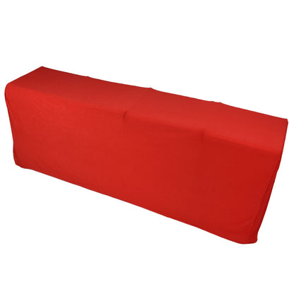 Stretch Spandex Table Cover Good Elasticity Washable Reusable Red Stretchable Tablecloth with 4 Pockets for Wedding Party4FT(122x76x76cm)