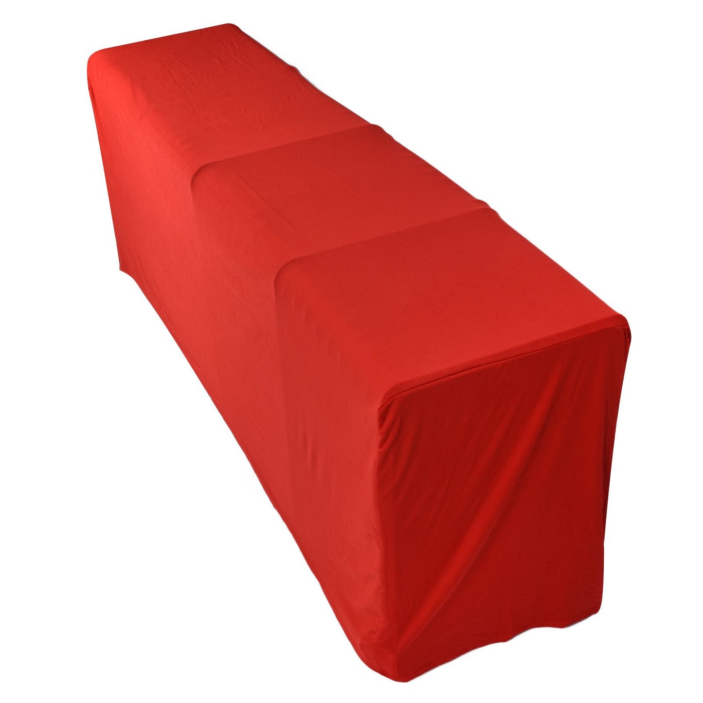Stretch Spandex Table Cover Good Elasticity Washable Reusable Red Stretchable Tablecloth with 4 Pockets for Wedding Party8FT(244x76x76cm)