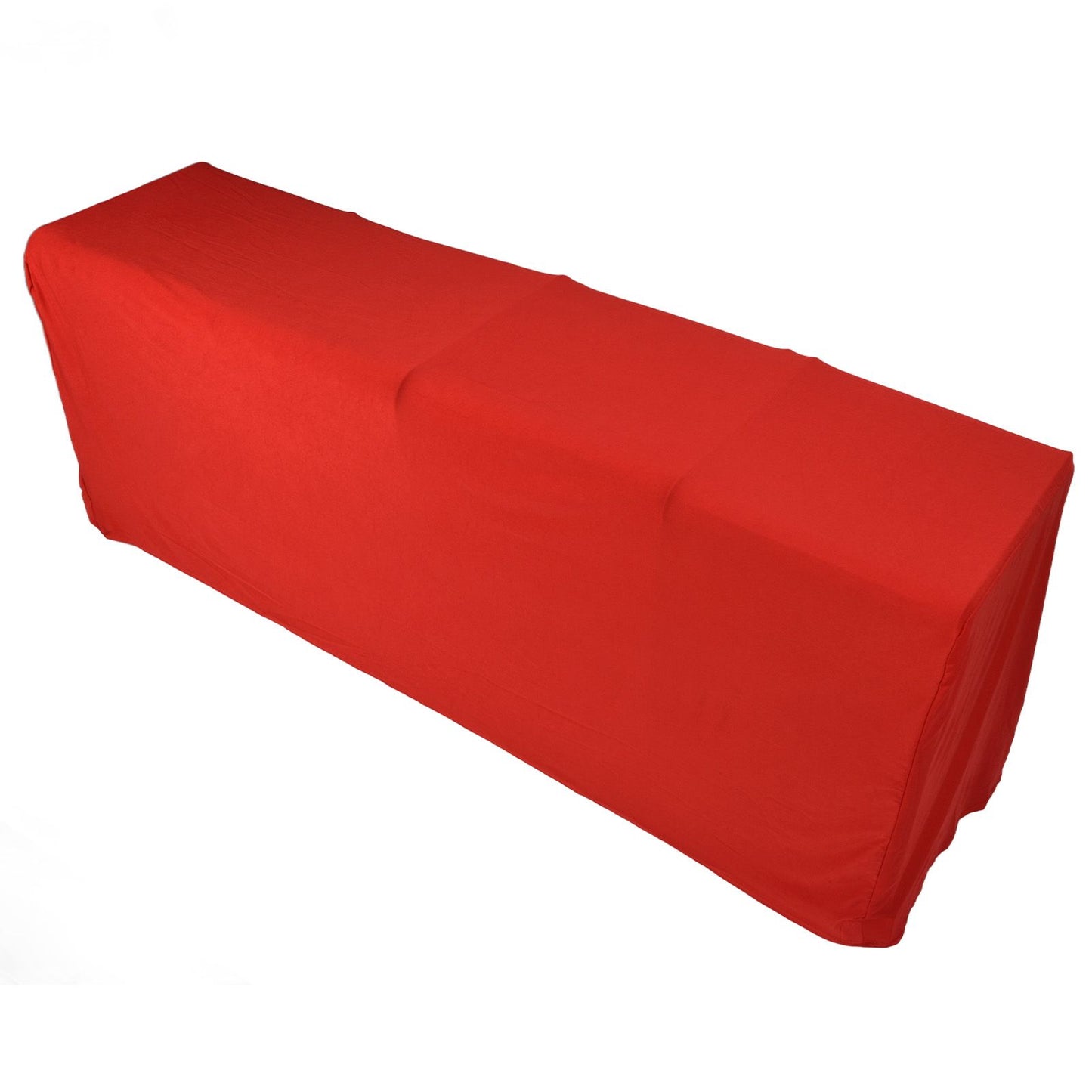 Stretch Spandex Table Cover Good Elasticity Washable Reusable Red Stretchable Tablecloth with 4 Pockets for Wedding Party8FT(244x76x76cm)