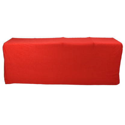 Stretch Spandex Table Cover Good Elasticity Washable Reusable Red Stretchable Tablecloth with 4 Pockets for Wedding Party8FT(244x76x76cm)