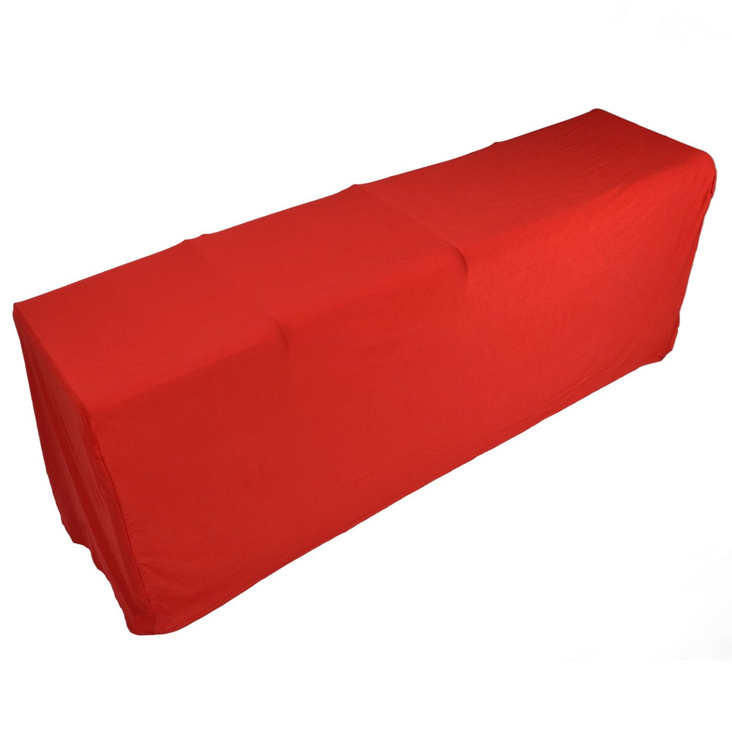 Stretch Spandex Table Cover Good Elasticity Washable Reusable Red Stretchable Tablecloth with 4 Pockets for Wedding Party8FT(244x76x76cm)