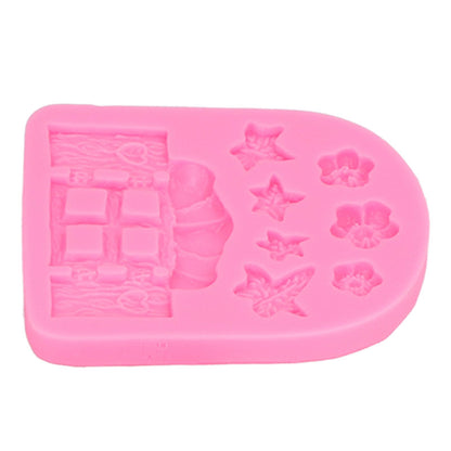 4PCS Enchanted Vintage Fairy Garden Silicone Mold Door Mushroom Flower Pattern Chocolate Molds for Home Bakery