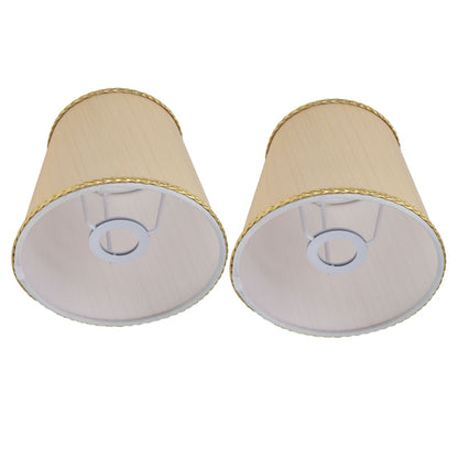 2PCS Small Lamp Shade Fabric Beige Golden Edge Lampshade for E14 Table Chandelier Wall Lamp