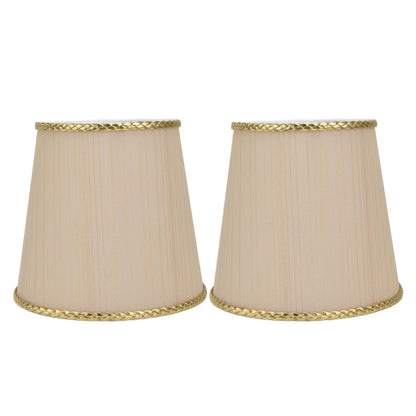 2PCS Small Lamp Shade Fabric Beige Golden Edge Lampshade for E14 Table Chandelier Wall Lamp
