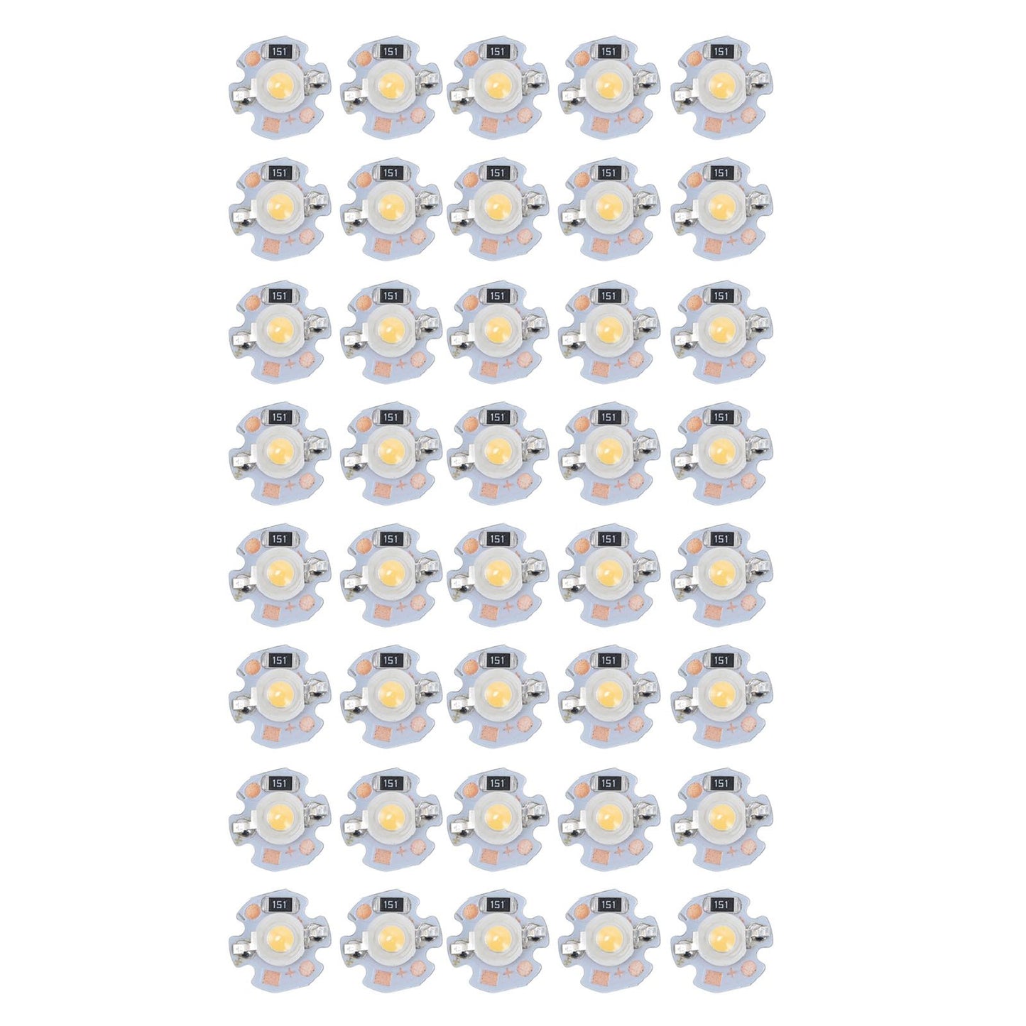 40pcs LED Chip Bulb 1W 24V 16mm/0.6in Aluminum Base Low Power Consumption Lamp Beads for Flashlights HeadlightsWarm Light
