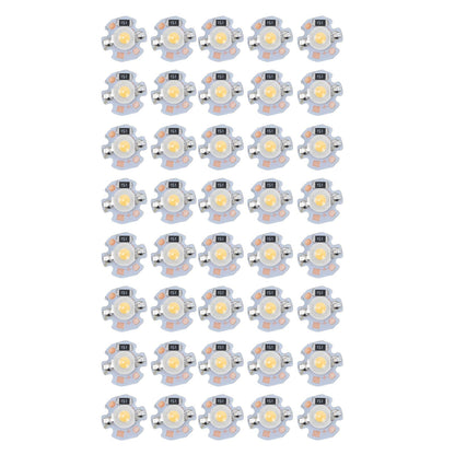 40pcs LED Chip Bulb 1W 24V 16mm/0.6in Aluminum Base Low Power Consumption Lamp Beads for Flashlights HeadlightsWarm Light