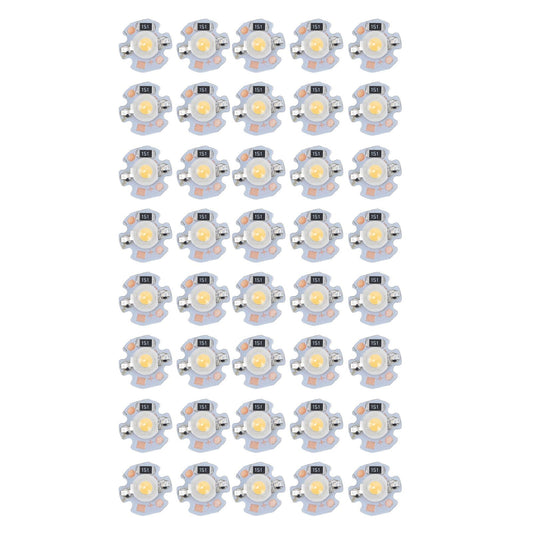 40pcs LED Chip Bulb 1W 24V 16mm/0.6in Aluminum Base Low Power Consumption Lamp Beads for Flashlights HeadlightsWarm Light