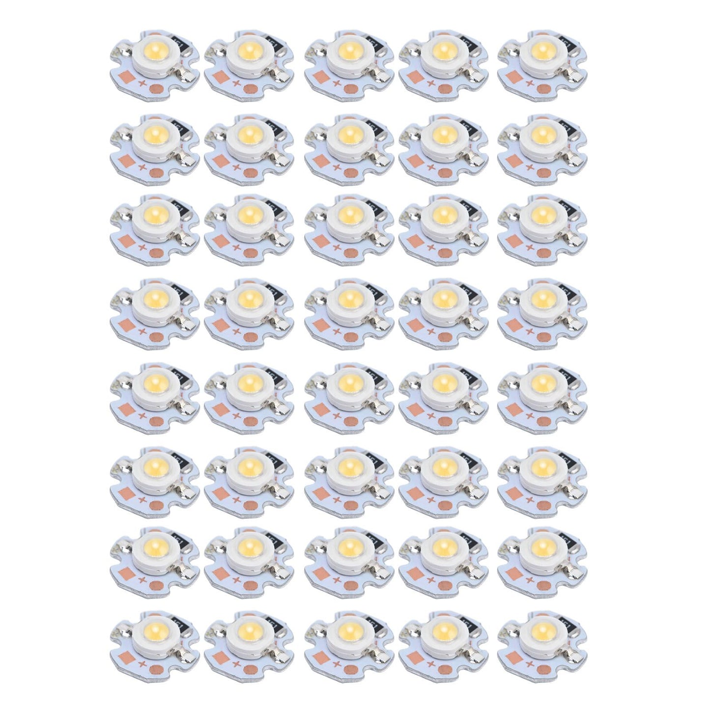 40pcs LED Chip Bulb 1W 24V 16mm/0.6in Aluminum Base Low Power Consumption Lamp Beads for Flashlights HeadlightsWarm Light