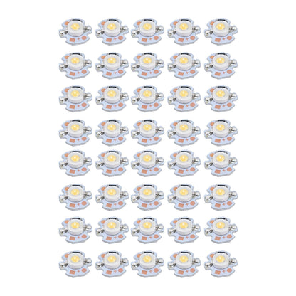 40pcs LED Chip Bulb 1W 24V 16mm/0.6in Aluminum Base Low Power Consumption Lamp Beads for Flashlights HeadlightsWarm Light