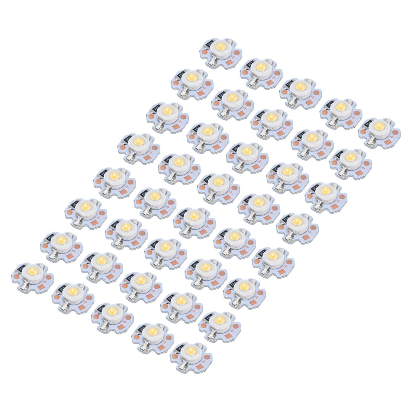 40pcs LED Chip Bulb 1W 24V 16mm/0.6in Aluminum Base Low Power Consumption Lamp Beads for Flashlights HeadlightsWarm Light