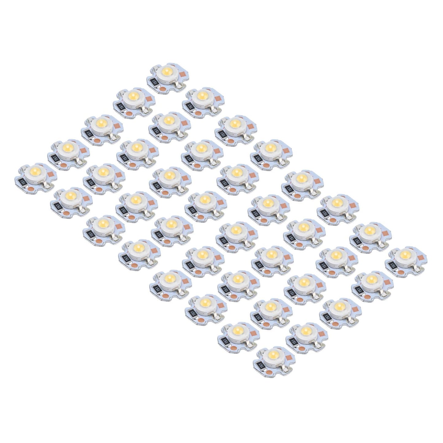40pcs LED Chip Bulb 1W 24V 16mm/0.6in Aluminum Base Low Power Consumption Lamp Beads for Flashlights HeadlightsWarm Light