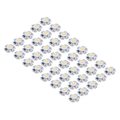40pcs LED Chip Bulb 1W 24V 16mm/0.6in Aluminum Base Low Power Consumption Lamp Beads for Flashlights HeadlightsWarm Light
