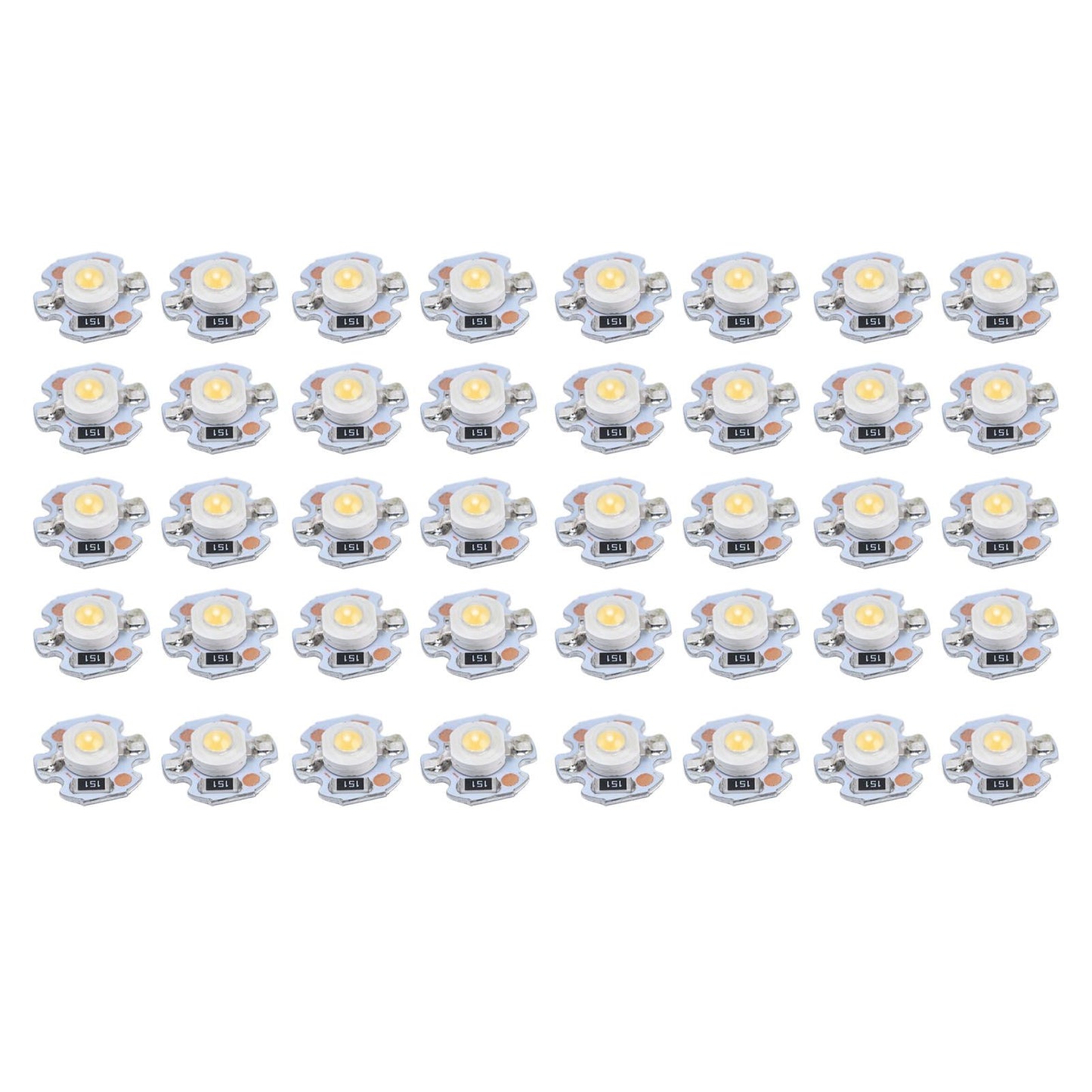 40pcs LED Chip Bulb 1W 24V 16mm/0.6in Aluminum Base Low Power Consumption Lamp Beads for Flashlights HeadlightsWarm Light