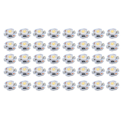 40pcs LED Chip Bulb 1W 24V 16mm/0.6in Aluminum Base Low Power Consumption Lamp Beads for Flashlights HeadlightsWarm Light