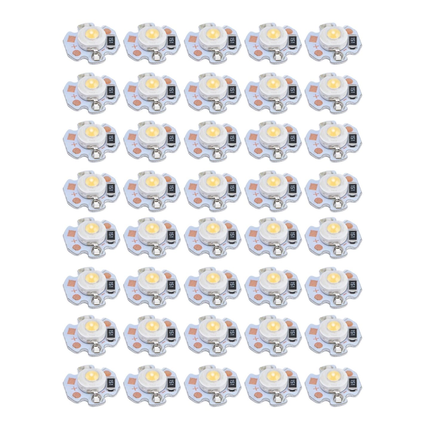 40pcs LED Chip Bulb 1W 24V 16mm/0.6in Aluminum Base Low Power Consumption Lamp Beads for Flashlights HeadlightsWarm Light