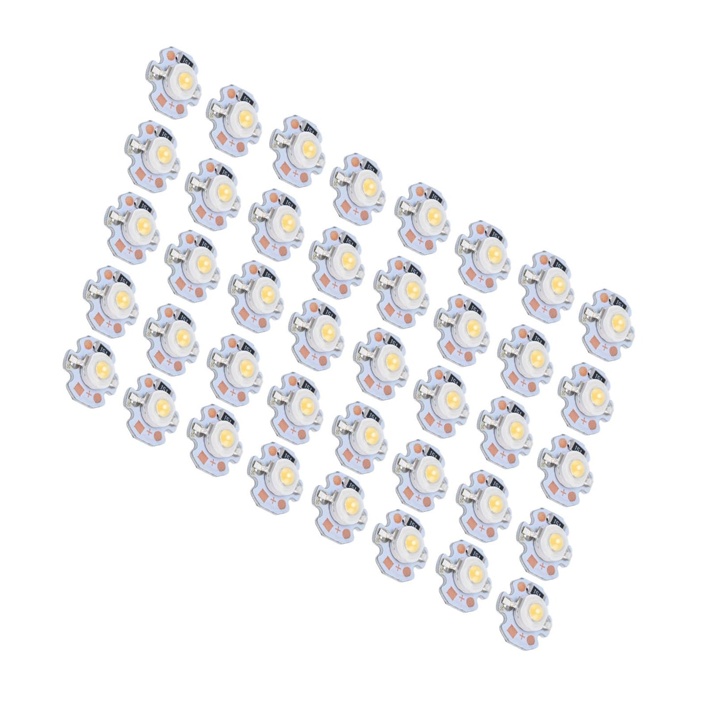 40pcs LED Chip Bulb 1W 24V 16mm/0.6in Aluminum Base Low Power Consumption Lamp Beads for Flashlights HeadlightsWarm Light