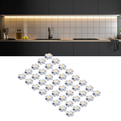 40pcs LED Chip Bulb 1W 24V 16mm/0.6in Aluminum Base Low Power Consumption Lamp Beads for Flashlights HeadlightsWarm Light