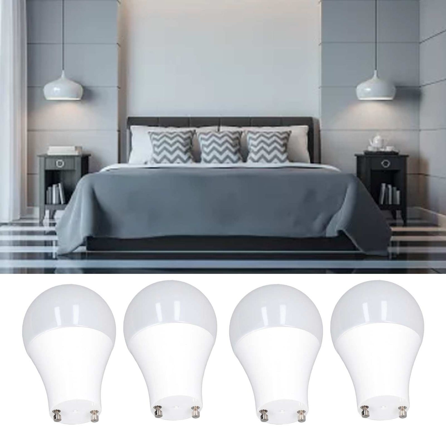 4PCS GU24 Light Bulb High Brightness Energy Saving LED A19 Light Bulb for Bedroom Office 120V5W Cold White 5000K