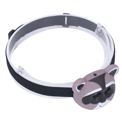 Kids Headlamp Raccoon Appearance 2 Lighting Modes Lightweight Battery Powered Plastic LED Headlight for Children