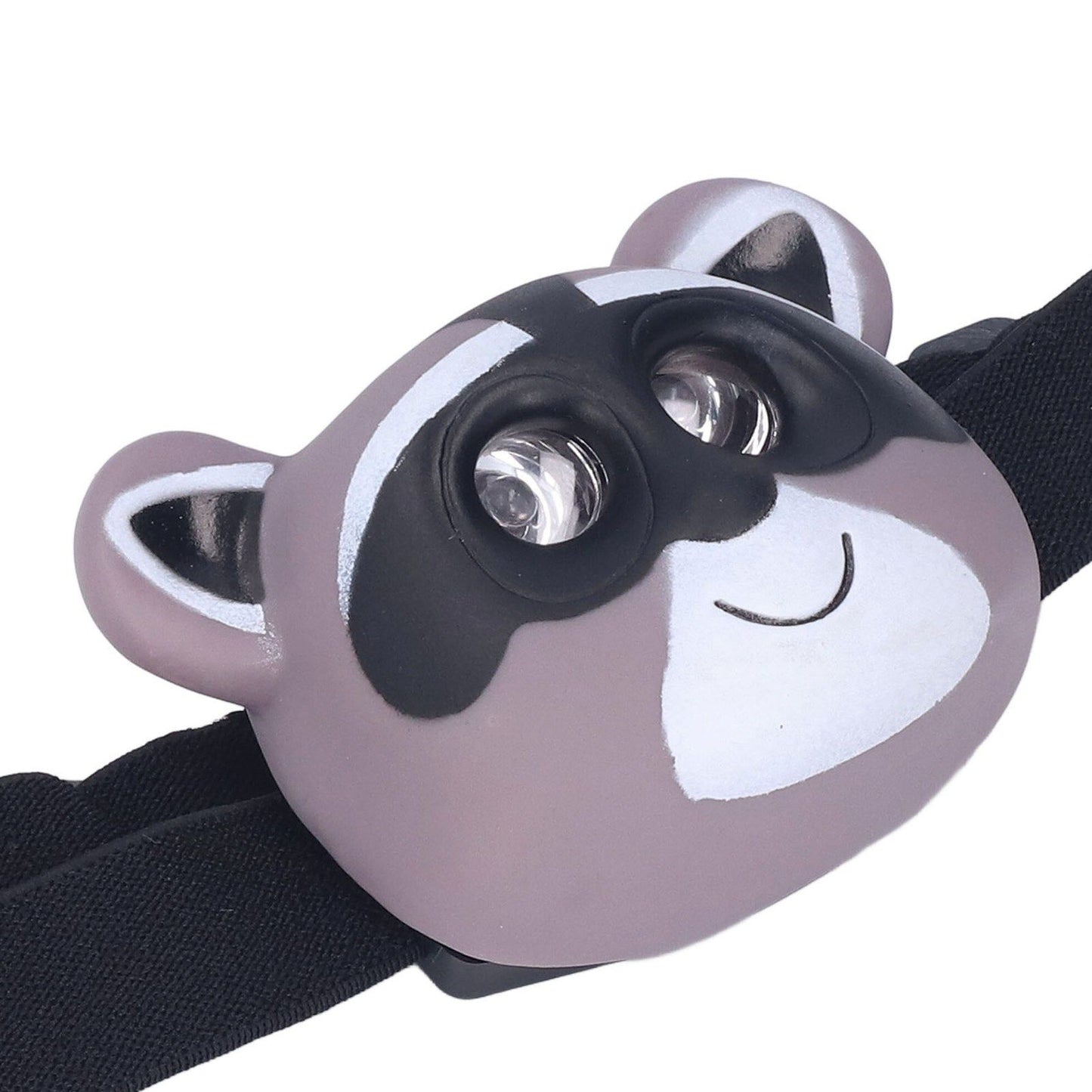 Kids Headlamp Raccoon Appearance 2 Lighting Modes Lightweight Battery Powered Plastic LED Headlight for Children