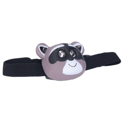 Kids Headlamp Raccoon Appearance 2 Lighting Modes Lightweight Battery Powered Plastic LED Headlight for Children