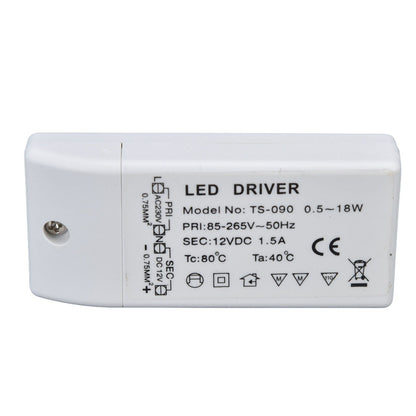 LED Transformer 18W 12VDC 1.5A Constant Current LED Driver for Cabinet Light DIY Lamp AC 85‑265V