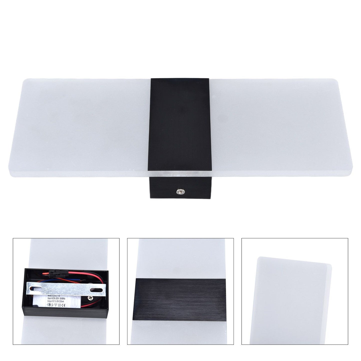 LED Wall Lamp 6W Acrylic Wall Light 360° Luminous High Brightness Preservative Up Down Lights for Bedroom Canteen 90‑265VBlack
