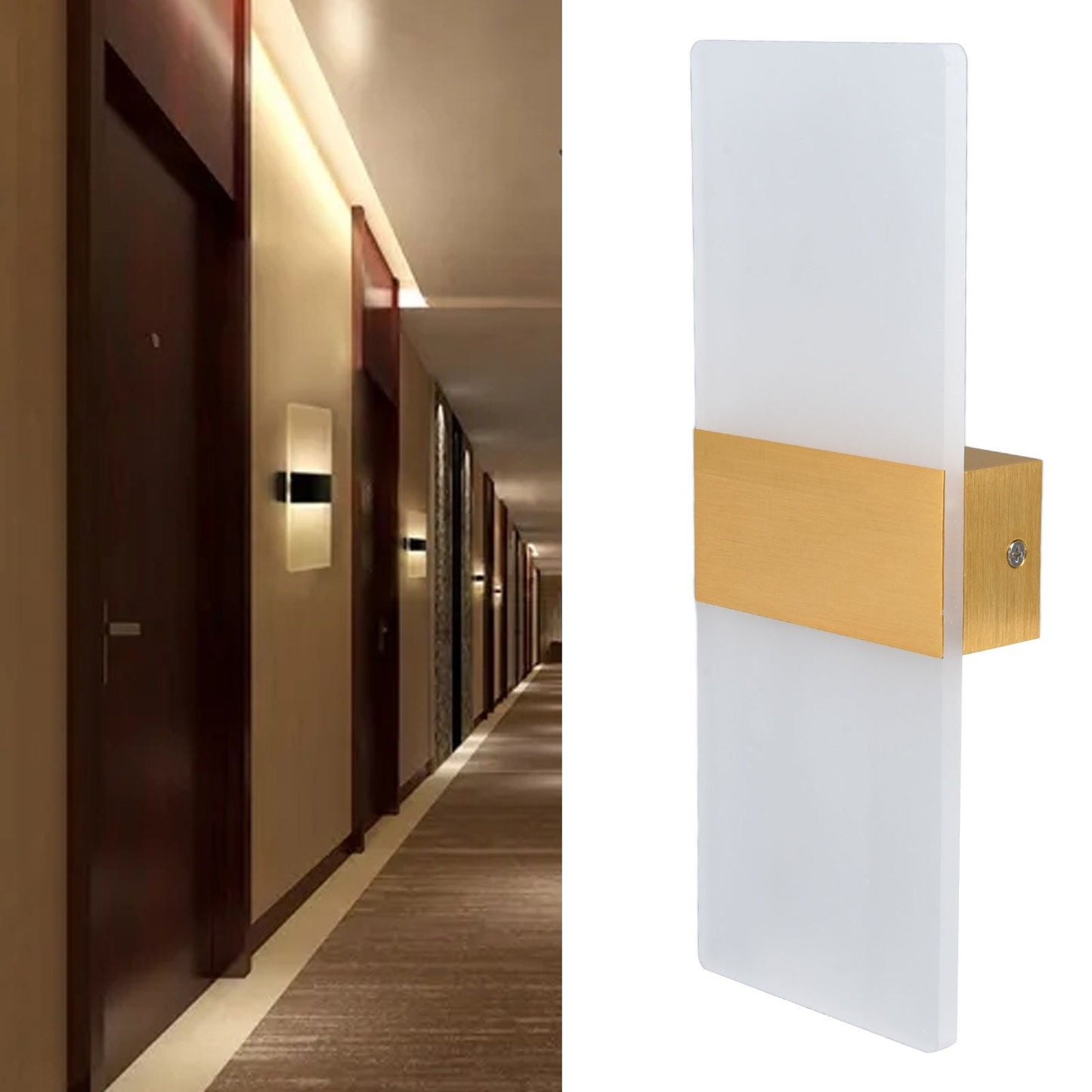 LED Wall Lamp 6W Acrylic Wall Light 360° Luminous High Brightness Preservative Up Down Lights for Bedroom Canteen 90‑265VGold