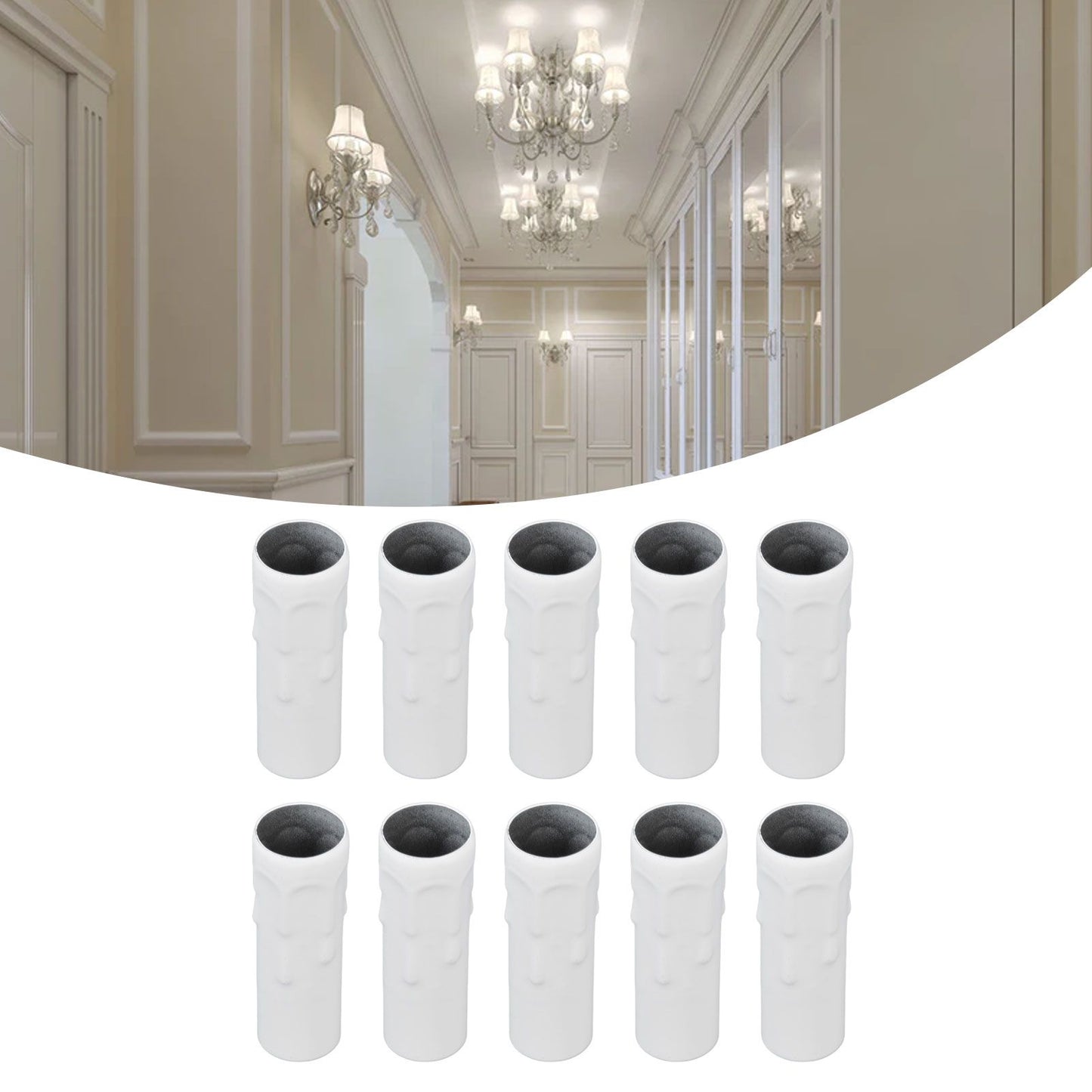 10Pcs E14 Metal Tube for Candle Lamp Holder Lamp Base Lighting Accessories 25x80mm White