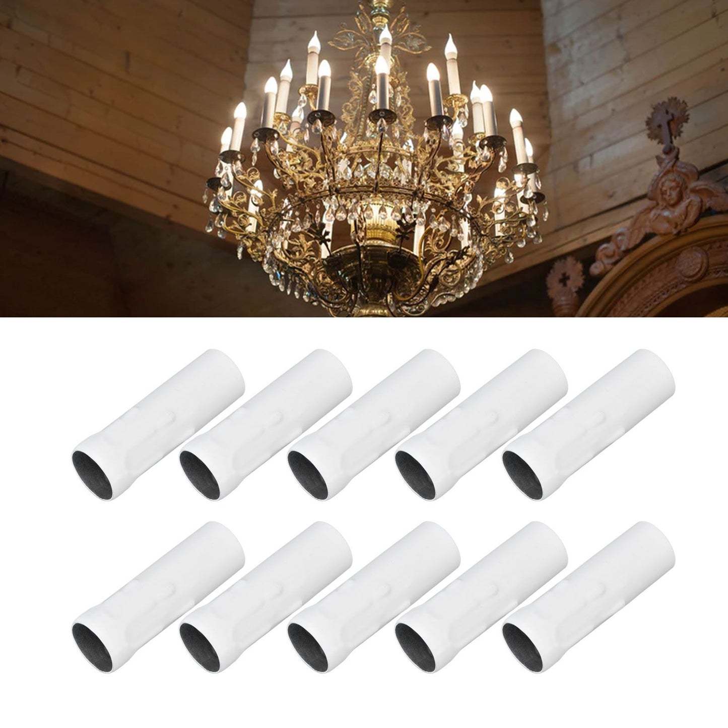 10Pcs E14 Metal Tube for Candle Lamp Holder Lamp Base Lighting Accessories 25x80mm White