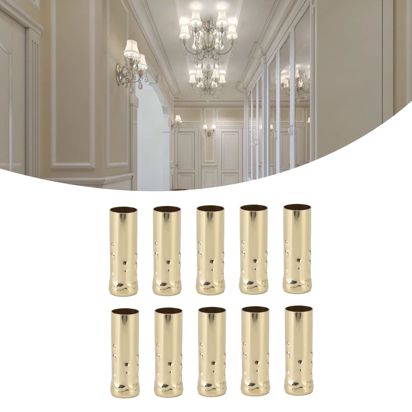 10Pcs E14 Metal Tube for Candle Lamp Holder Lamp Base Lighting Accessories 25x80mm Gold
