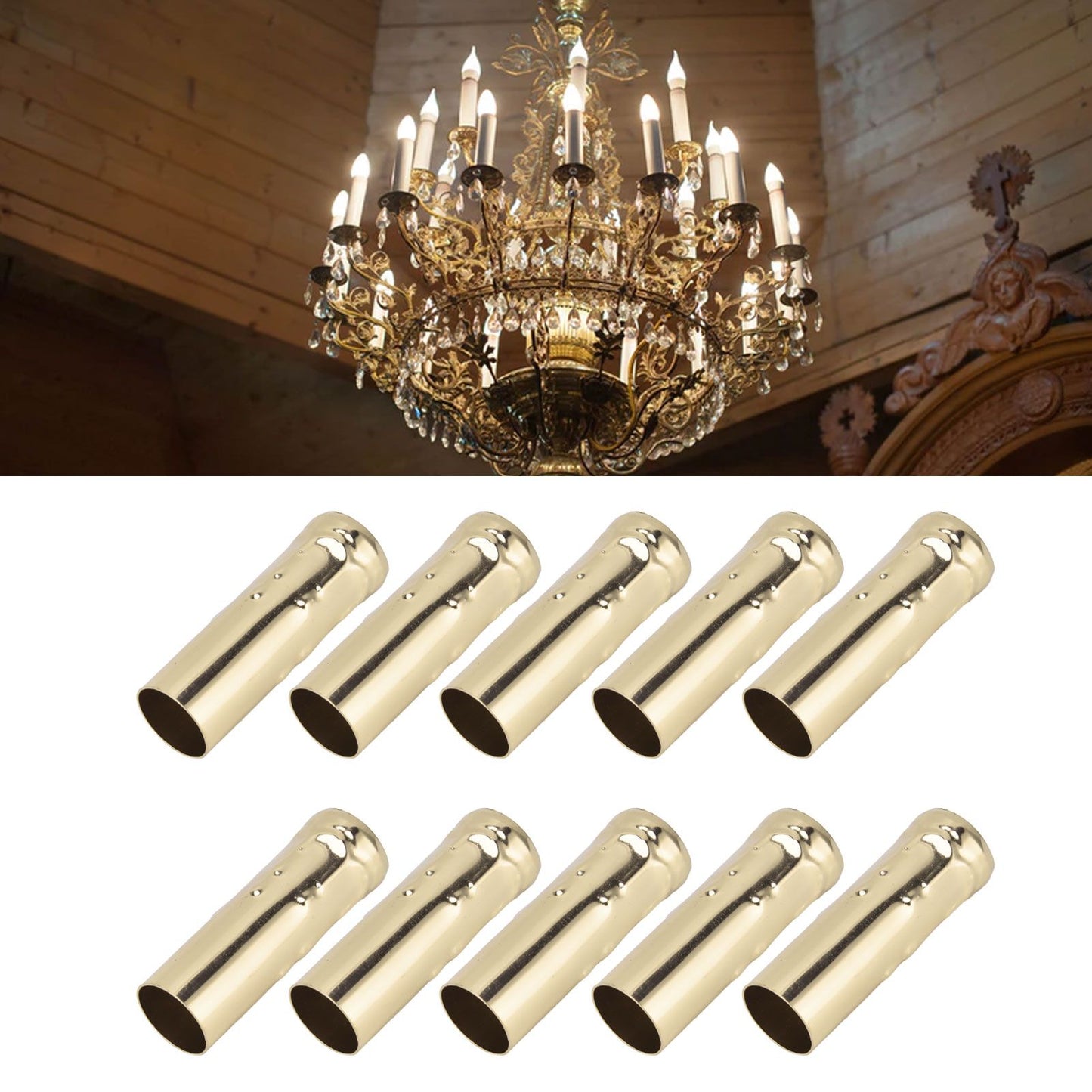 10Pcs E14 Metal Tube for Candle Lamp Holder Lamp Base Lighting Accessories 25x80mm Gold