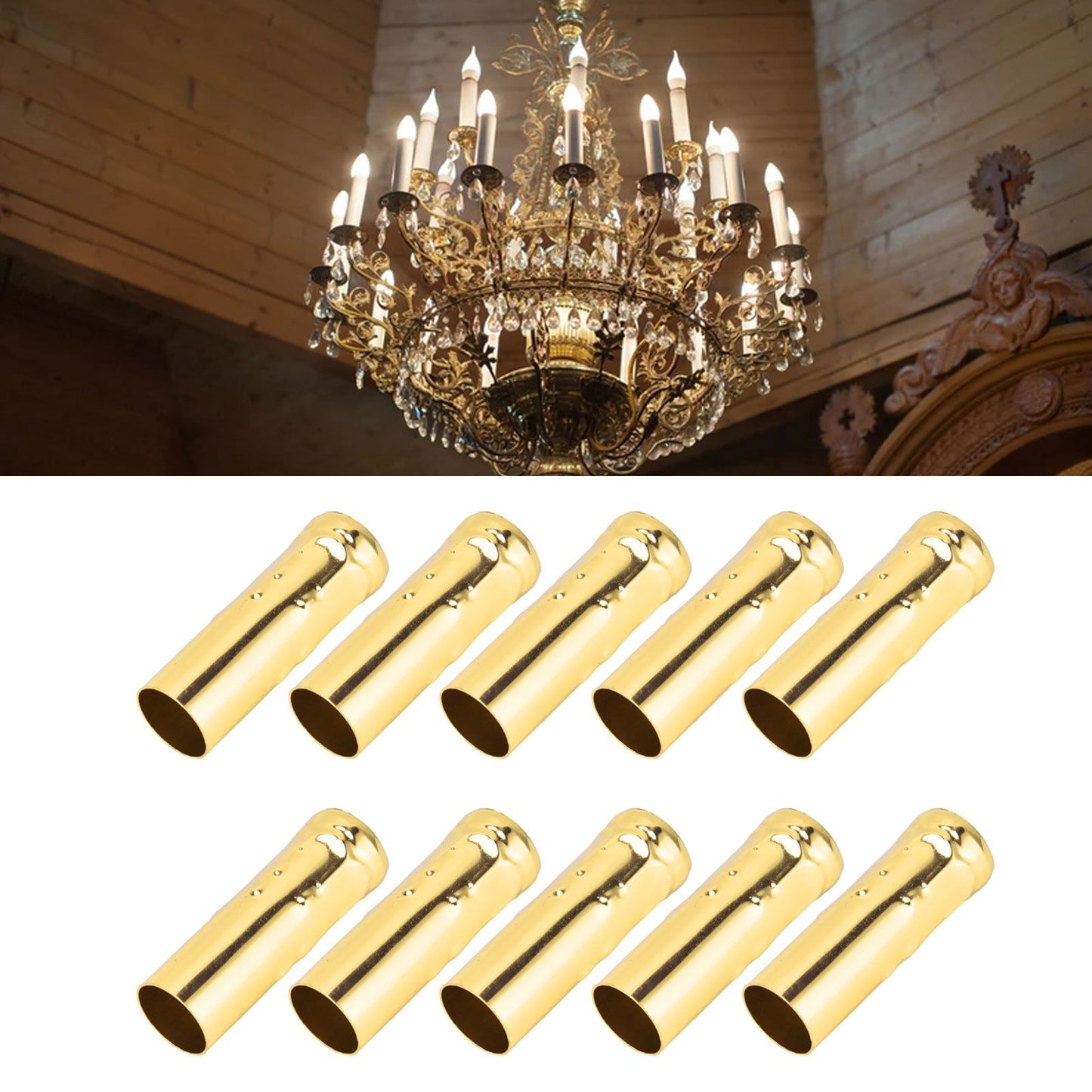 10Pcs E14 Metal Tube for Candle Lamp Holder Lamp Base Lighting Accessories 25x80mm Electrophoresis Gold