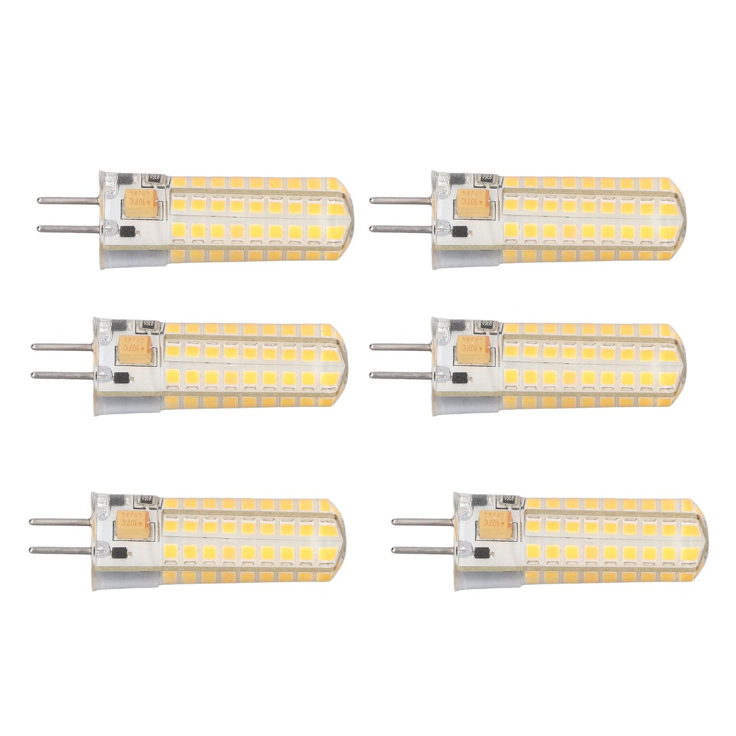 6Pcs GY6.35 LED Bulb 7W AC DC12V 700lm 72 LEDs 360 Degree LED Corn Light Bulb for Pendant Lamps Ceiling Lamps Warm Light(2700K-3000K)