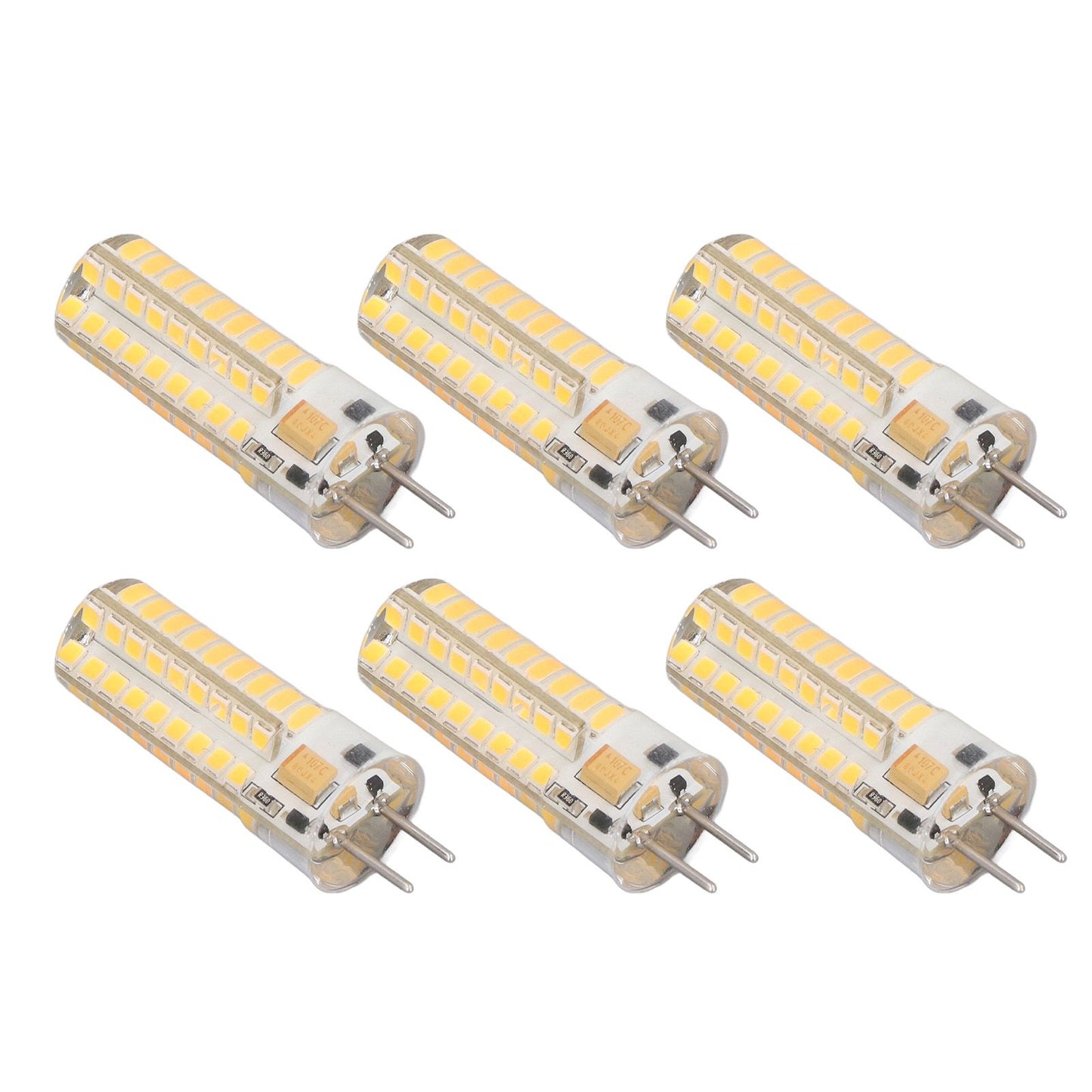 6Pcs GY6.35 LED Bulb 7W AC DC12V 700lm 72 LEDs 360 Degree LED Corn Light Bulb for Pendant Lamps Ceiling Lamps Warm Light(2700K-3000K)