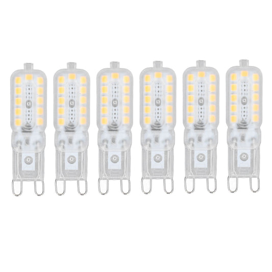 6pcs G9 LED Bulb 5W Transparent Cover 22LED Dimmable G9 Light Bulb for Ceiling Light Wall Light Table Light Natural White 220-240V