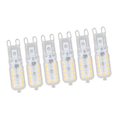 6pcs G9 LED Bulb 5W Transparent Cover 22LED Dimmable G9 Light Bulb for Ceiling Light Wall Light Table Light Warm White 220-240V