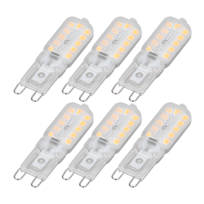 6pcs G9 LED Bulb 5W Transparent Cover 22LED Dimmable G9 Light Bulb for Ceiling Light Wall Light Table Light Warm White 220-240V