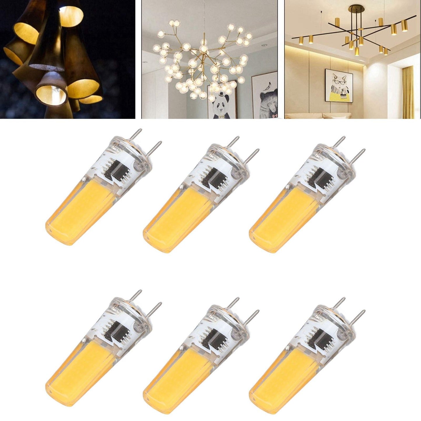 6Pcs G8 LED Bulb 5W Dimmable 2508 COB Energy Saving Easy Installation 360 Degrees 50000 Hours Stable 5W Bulbs 100‑120V Warm White