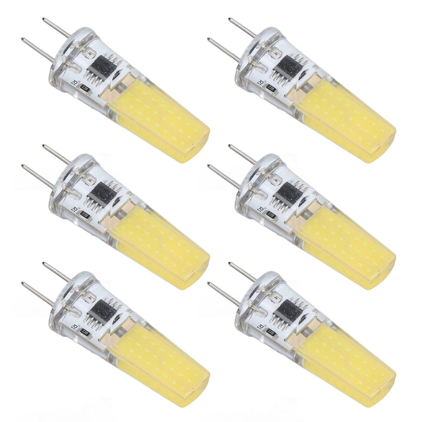 6Pcs G8 LED Bulb 5W Dimmable 2508 COB Energy Saving Easy Installation 360 Degrees 50000 Hours Stable 5W Bulbs 100‑120V Cold White