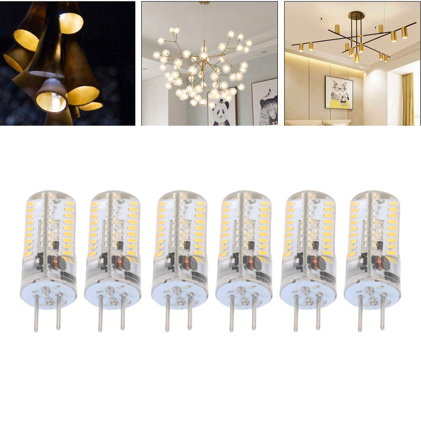 6Pcs GY6.35 LED Bulbs 5W AC 12V Warm White 2700 to 3000K White 6000 to 6500K 500LM 72LED Light Bulbs for Home Office Warm White