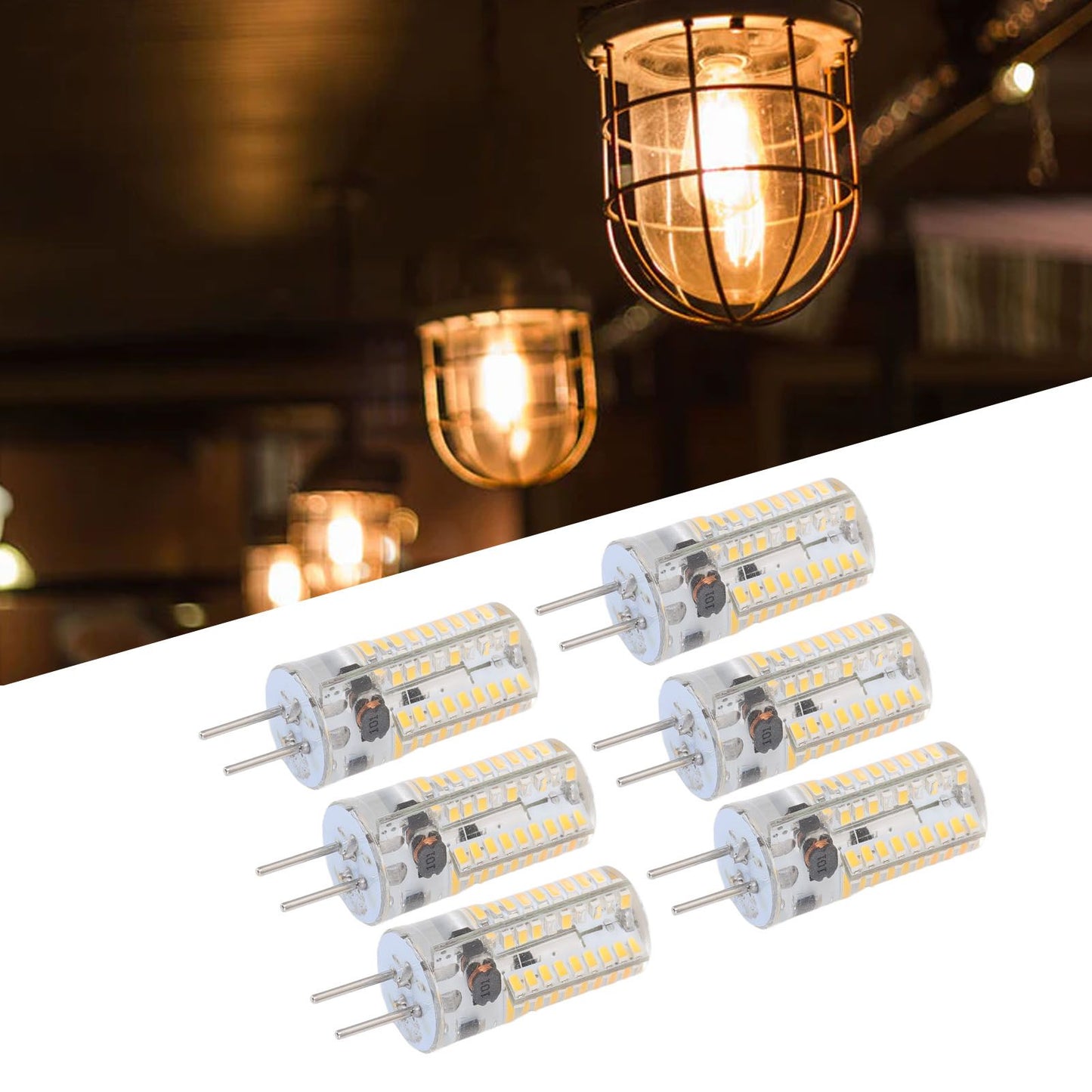 6Pcs GY6.35 LED Bulbs 5W AC 12V Warm White 2700 to 3000K White 6000 to 6500K 500LM 72LED Light Bulbs for Home Office Warm White